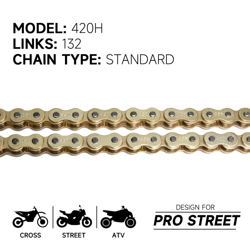 HILAKE 420H Motorcycle Chain 132 Links Non O-Ring with Connecting Master Link Heavy Duty Drive Chain for Motorcycle Bicycle Go Kart Mini Trail Bike - Image 2